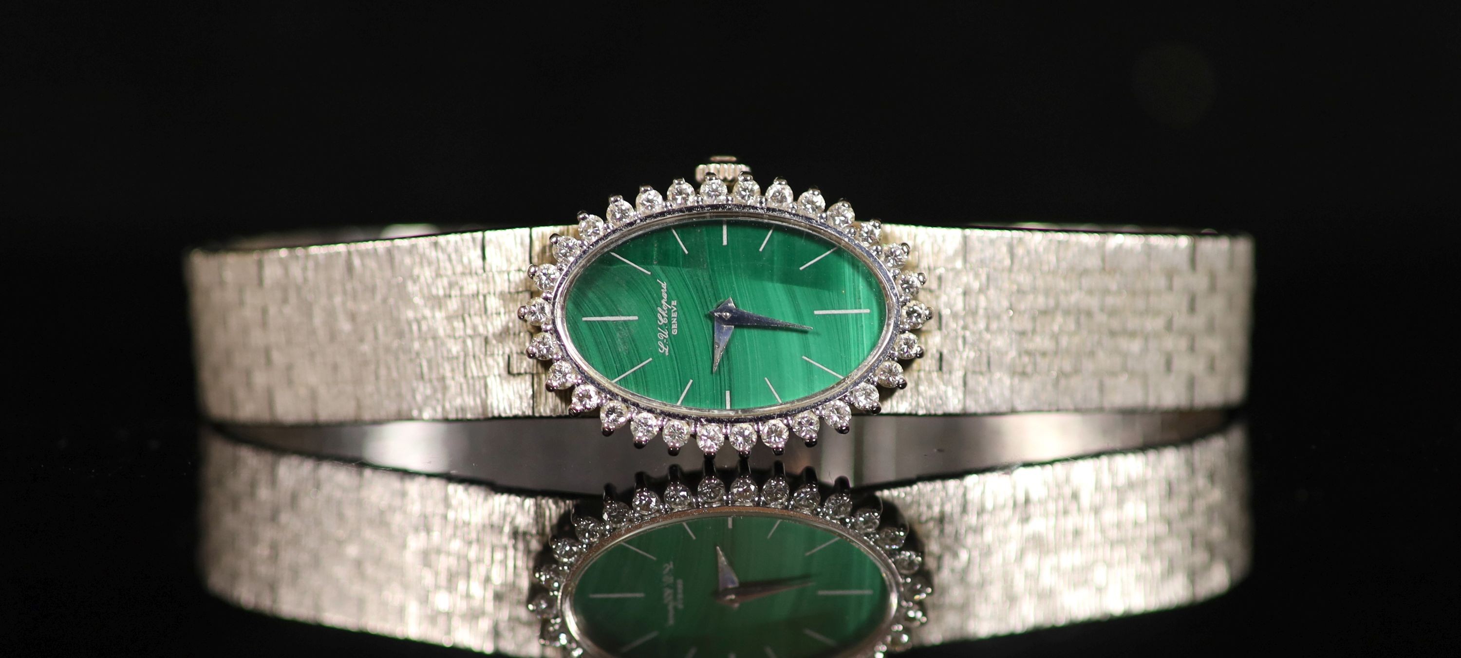 A lady's Chopard 18ct white gold manual wind wrist watch,